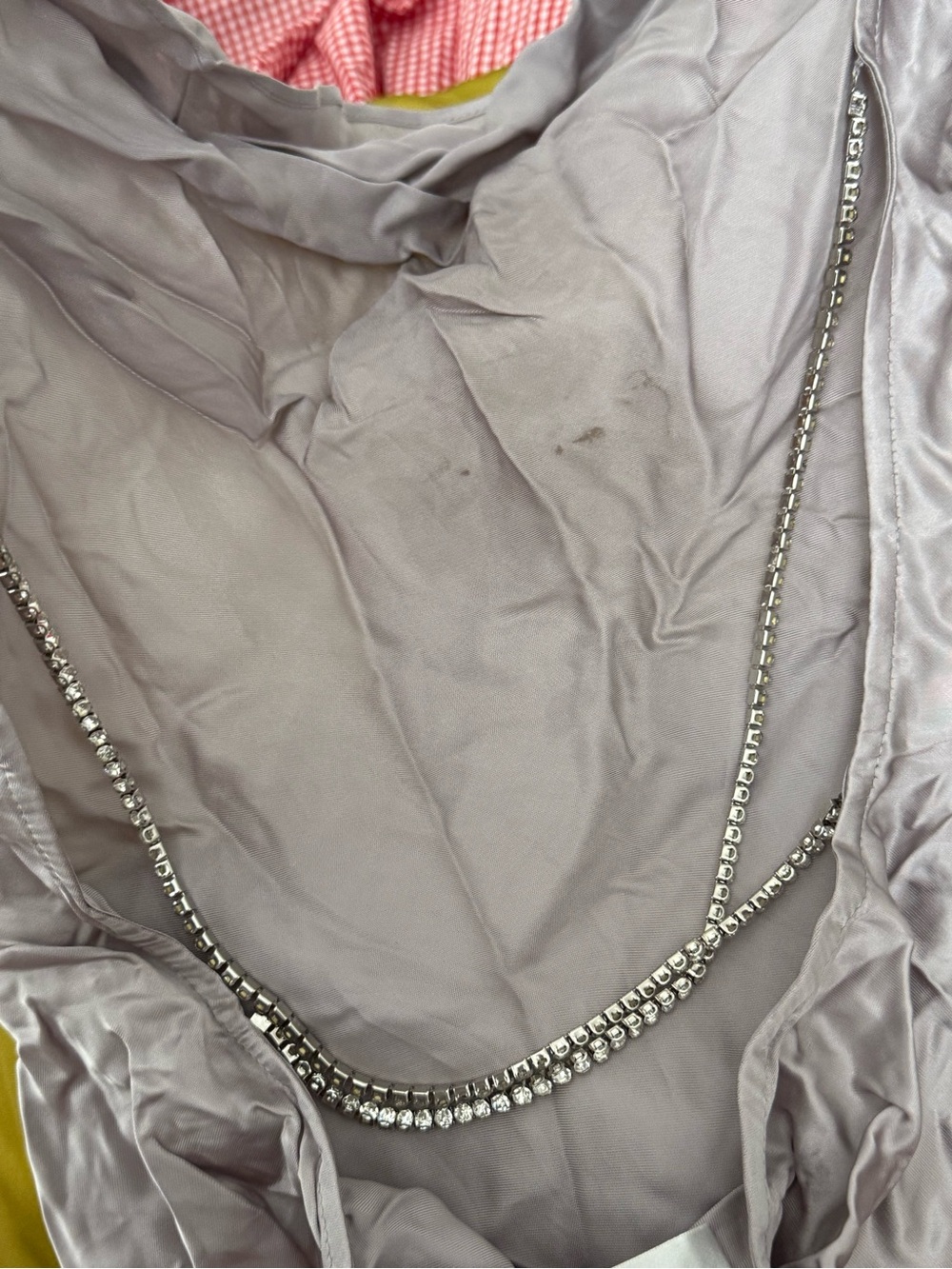 Guizio Cowl Slip Mini Dress Ice Grey Crystal Chain Open Back XS NWOT MSRP $288 - Picture 6 of 10